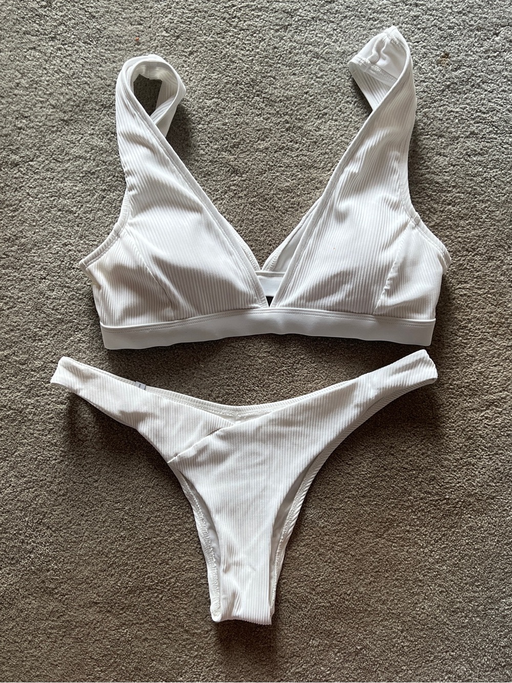 Body Glove White Ribbed V-Front Bikini Set